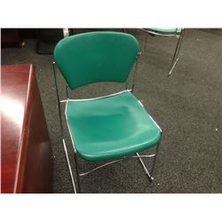 GREEN CHROME FRAME STACKING SIDE CHAIR