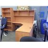 Image 2 : MAPLE 6.5' X 6' CORNER COMPUTER STATION WITH HUTCH AND 12 COMPARTMENT CUBBY STORAGE UNIT