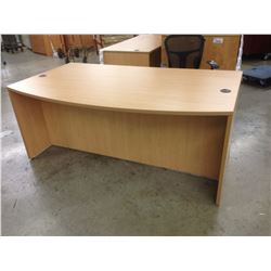 HONEY MAPLE BOW FRONT 6' EXECUTIVE DESK