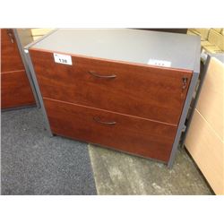 CHERRY AND STORM GREY 2 DRAWER LATERAL FILE CABINET