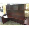 Image 2 : MAHOGANY 6' CORNER COMPUTER DESK WITH HUTCH