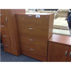 LIGHT CHERRY 4 DRAWER LATERAL FILE CABINET