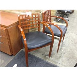CHERRY FRAMED BLACK WAFFLE BACK CLIENT CHAIR