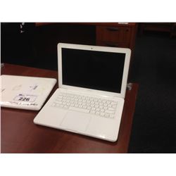 APPLE WHITE MACBOOK LAPTOP, NO HARD DRIVE, NO BATTERY, NO POWER SUPPLY, CONDITION UNKNOWN