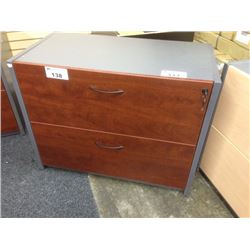 CHERRY AND STORM GREY 2 DRAWER LATERAL FILE CABINET