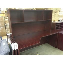 MAHOGANY 6' CORNER COMPUTER DESK WITH HUTCH