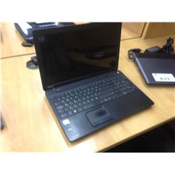 BLACK TOSHIBA NOTEBOOK COMPUTER, COMES WITH POWER SUPPLY, NO HARD DRIVE, CONDITION UNKNOWN
