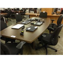 ASH BROWN 8' X 4' BOAT SHAPE BOARD ROOM TABLE