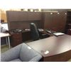 Image 2 : MAHOGANY 9' X 6' BOW FRONT U-SHAPE EXECUTIVE DESK WITH HUTCH