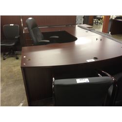 MAHOGANY 9' X 6' BOW FRONT U-SHAPE EXECUTIVE DESK