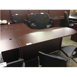 MAHOGANY 6' X 6' P-TOP L-SHAPE EXECUTIVE DESK