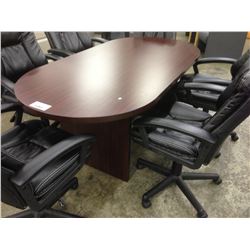 MAHOGANY 6' RACETRACK BOARDROOM TABLE