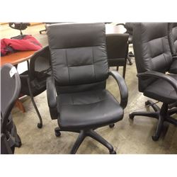 BLACK LEATHER LOOP ARM HIGH BACK EXECUTIVE CHAIR
