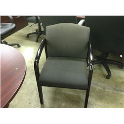 BLACK FABRIC MAHOGANY FRAME CLIENT CHAIR