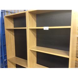 LOT 5 6' AND 6.5' OAK ADJUSTABLE SHELF BOOK CASES