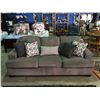 Image 2 : GREY UPHOLSTERED 3 SEATER SOFA WITH 5 THROW CUSHIONS