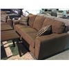 Image 2 : 2 PIECE GOLDEN BROWN UPHOLSTERED SOFA & LOVE SEAT SET