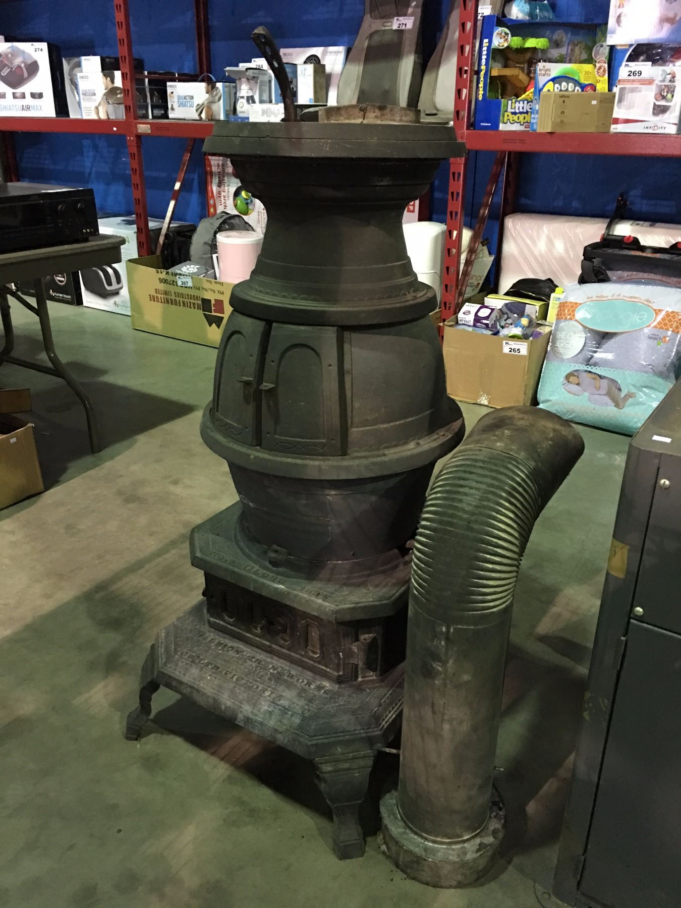 9 GLOBE 1894 WOOD BURNING POT BELLY STOVE