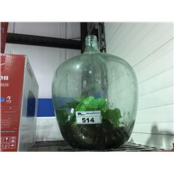 LARGE GLASS TERRARIUM WITH PLANT