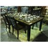 Image 1 : CONTEMPORARY TWO TONE BROWN ON BROWN DINING TABLE  WITH JACK KNIFE LEAF & 4 LADDER BACK CHAIRS