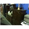 Image 2 : 4 PCS PINE BEDROOM SET DRESSER WITH MIRROR, HIGHBOY ARMOUR & DOUBLE SIZED HEADBOARD