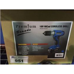 PREMIUM BRAND 18V CORDLESS DRILL