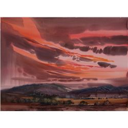 Laurence Philip Sisson | Mountain Landscape with Orange and Pink Sky