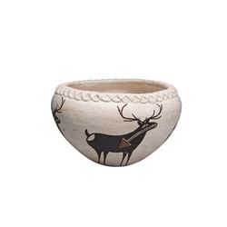 Lucy Lewis | Acoma Bowl with Four Heartline Elk