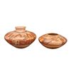 Image 1 : Hopi | Lot of 2: Pot with stylized parrots (Jean Sahmie) and pot with moths (Vernida Polacca Nampeyo