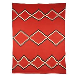 Navajo | Serape Style Red Germantown with Black & White Diamond Pattern