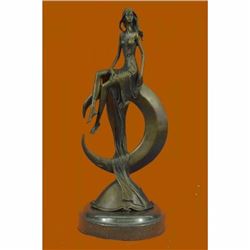 Venus on the Moon Bronze Sculpture on Marble Base Figurine