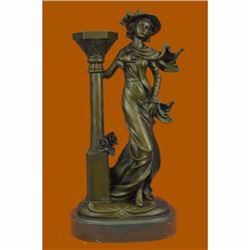 Victorian Hot Cast Bronze Art Nouveau Style Candlestick Candleholder Sculpture