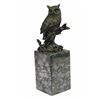 Image 5 : Bird Owl Bronze Sculpture on Marble Base Statue