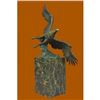 Image 1 : Multi Color Patina American Bald Eagle Bronze Statue on Marble Base Sculpture