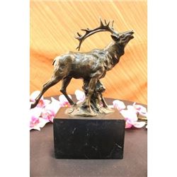 Male Deer in Forest Stag Bronze Statue