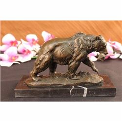 Grizzly Bear Hunting Fish River Bronze Sculpture
