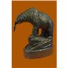 Image 4 : Young Bear With Catch of The Day Bronze Sculpture on Marble Base Statue
