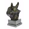 Image 6 : Man Best Friend French Bulldog Bronze Sculpture on Marble Base Statue
