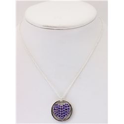 Sterling Silver Crystal Purple Heart Pendant with chain Retail $120