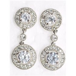 High Fashion Rhodium Plated Brass Crystal Antique Style Halo Earrings. Retail $79