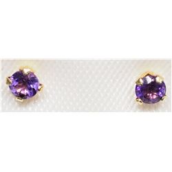 14K Yellow Gold Amethyst Stud Earrings. Retail $180