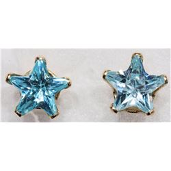 9K Yellow Gold Blue Star Cubic Zirconia Earrings. Retail $100