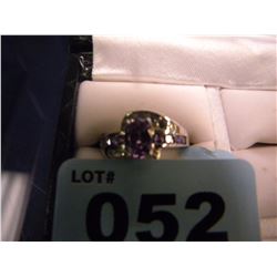 NEW .925 SILVER LADIES RING WITH AMYTHEST STONE