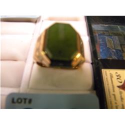 MENS STAMPED 10K GOLD RING WITH JADE STONE