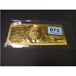 24K AMERICAN DOLLAR COLLECTIBLE $100.00 GOLD FOIL BILL