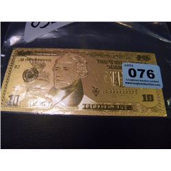 24K AMERICAN DOLLAR COLLECTIBLE $10.00 GOLD FOIL BILL