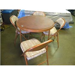 COOEY COPPER COLOR CARD TABLE WITH MATCHING CHAIRS