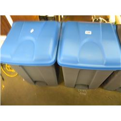 2 NEW BLUE TOP RECYCLE BINS
