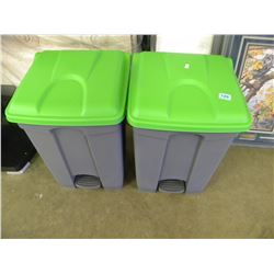 2 NEW GREEN TOP RECYCLE BINS