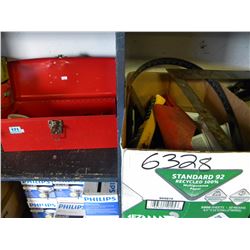 RED TOOLBOX AND CONTENTS/LARGE BOX OF MISC TOOLS